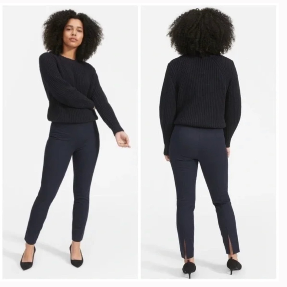 Everlane Back Slit Stretch Work Pant with Side Zip Business Casual Navy Size 6